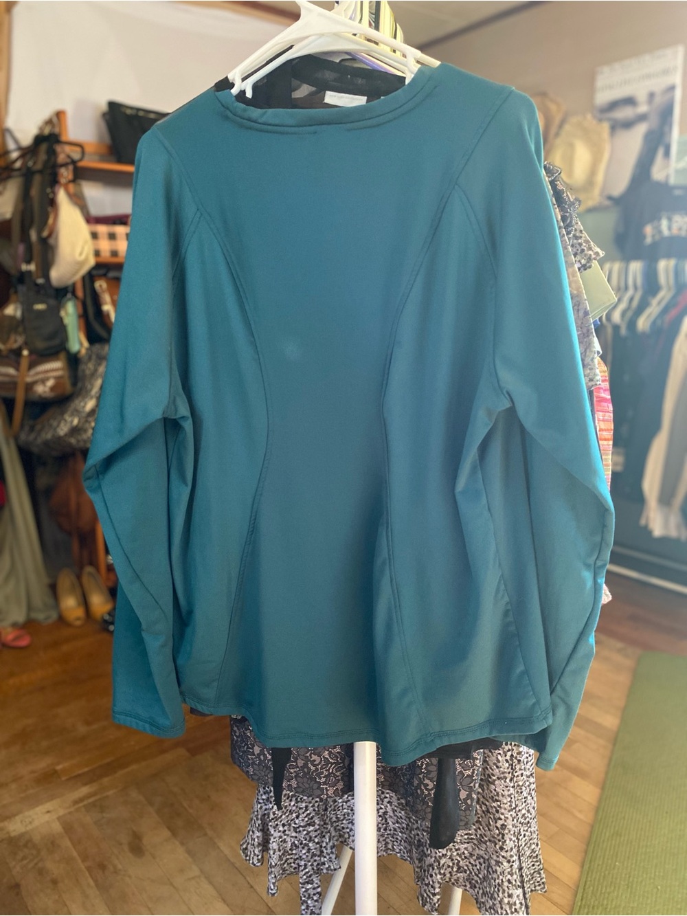 Spyder Teal Performance Long-Sleeve Women's fleece lined lightweight sweater w/ - Picture 6 of 6